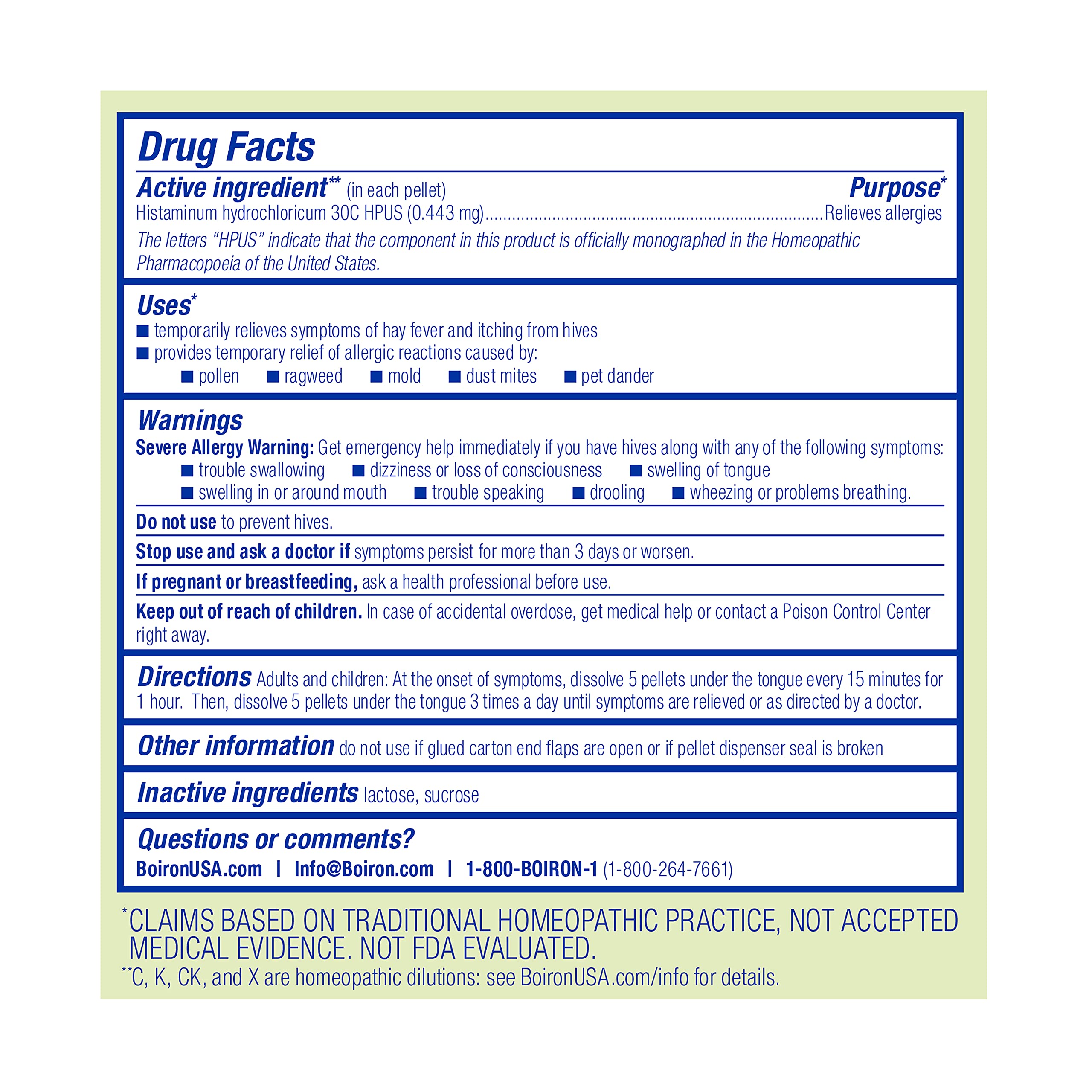 Boiron Histaminum 30C symptom relief pellets