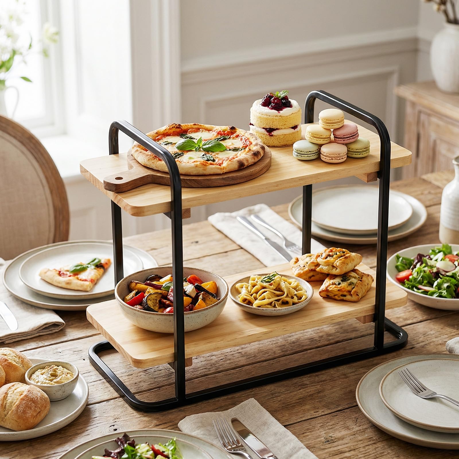 Versatile display shelf for desserts tea sets snacks