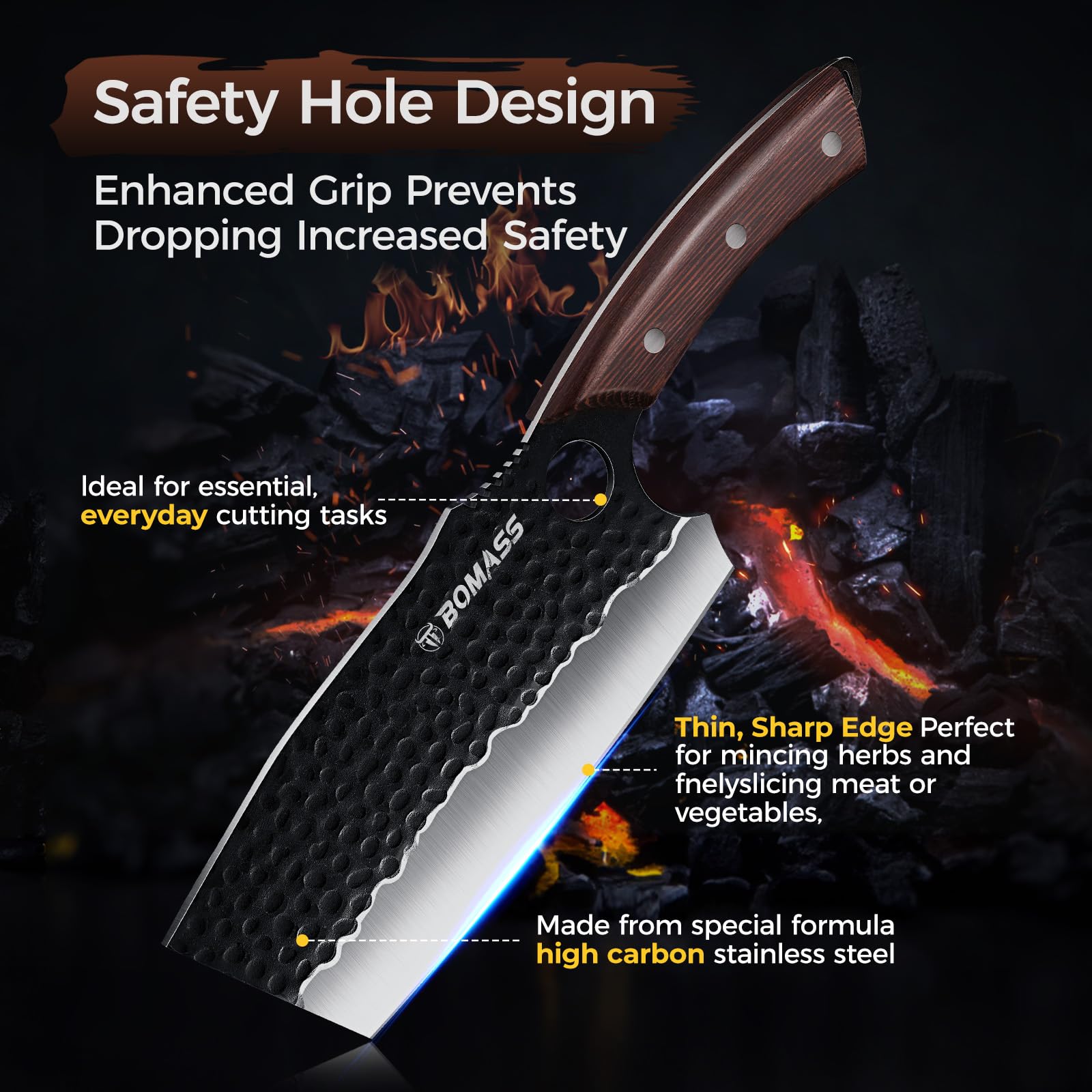Includes 6 accessories with BOMASS knife set