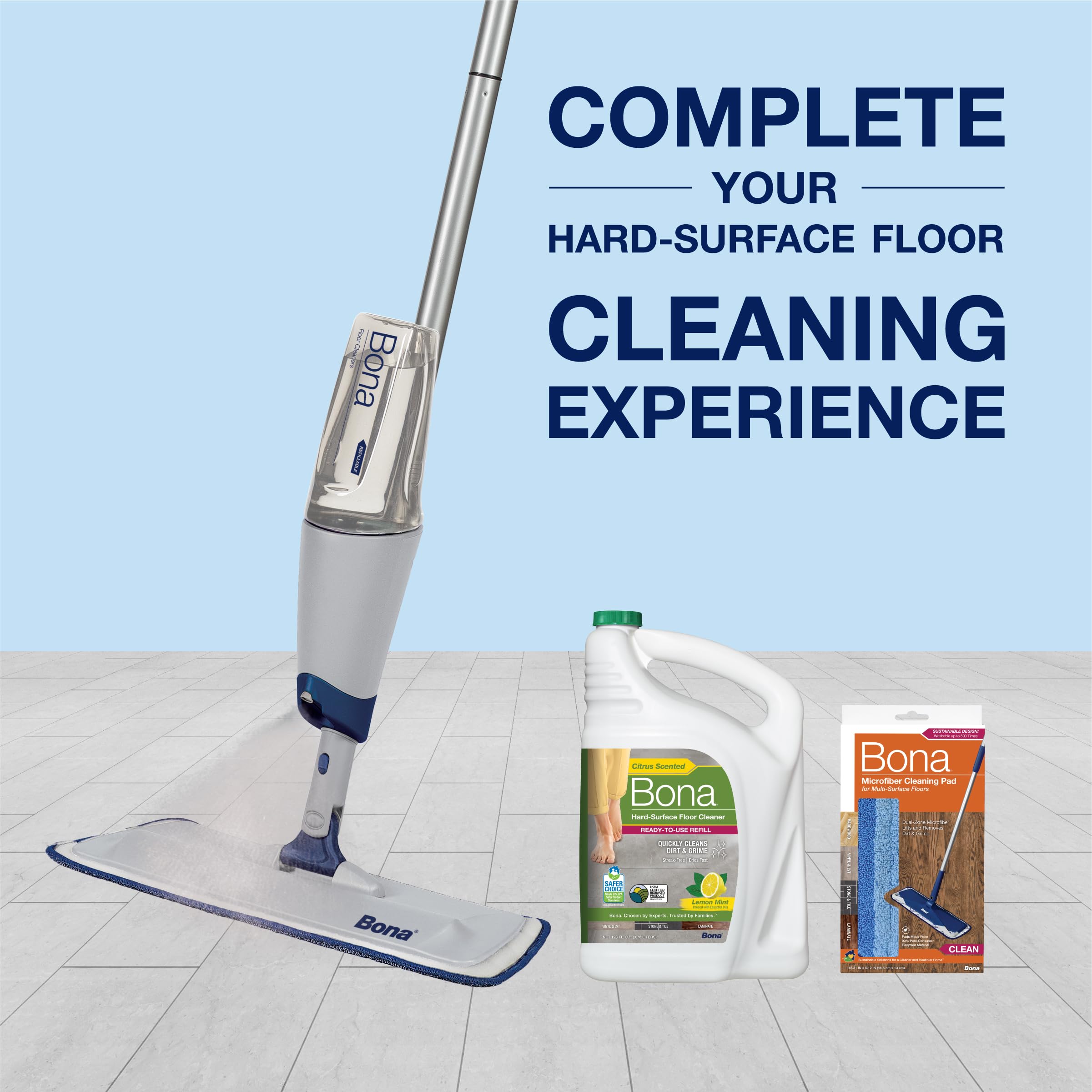 Reusable microfiber pad on Bona Spray Mop Air