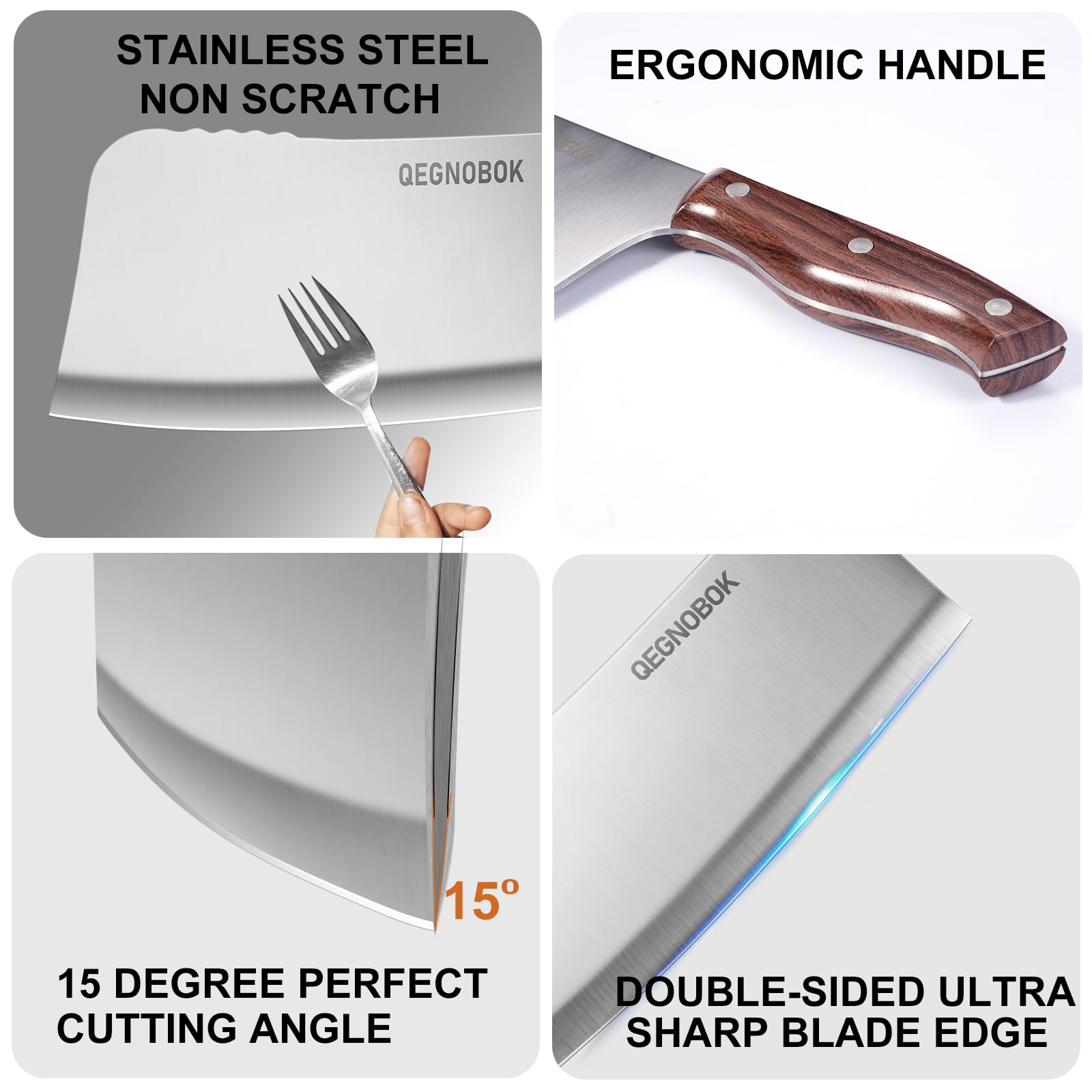Ergonomic non-slip handle on meat cleaver