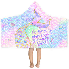 Bonsai Tree Mermaid Beach Towel for Girls with Hood 30x50