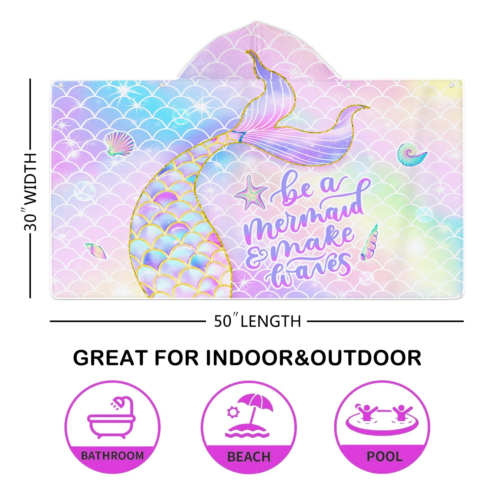 Mermaid hooded towel for kids by Bonsai Tree