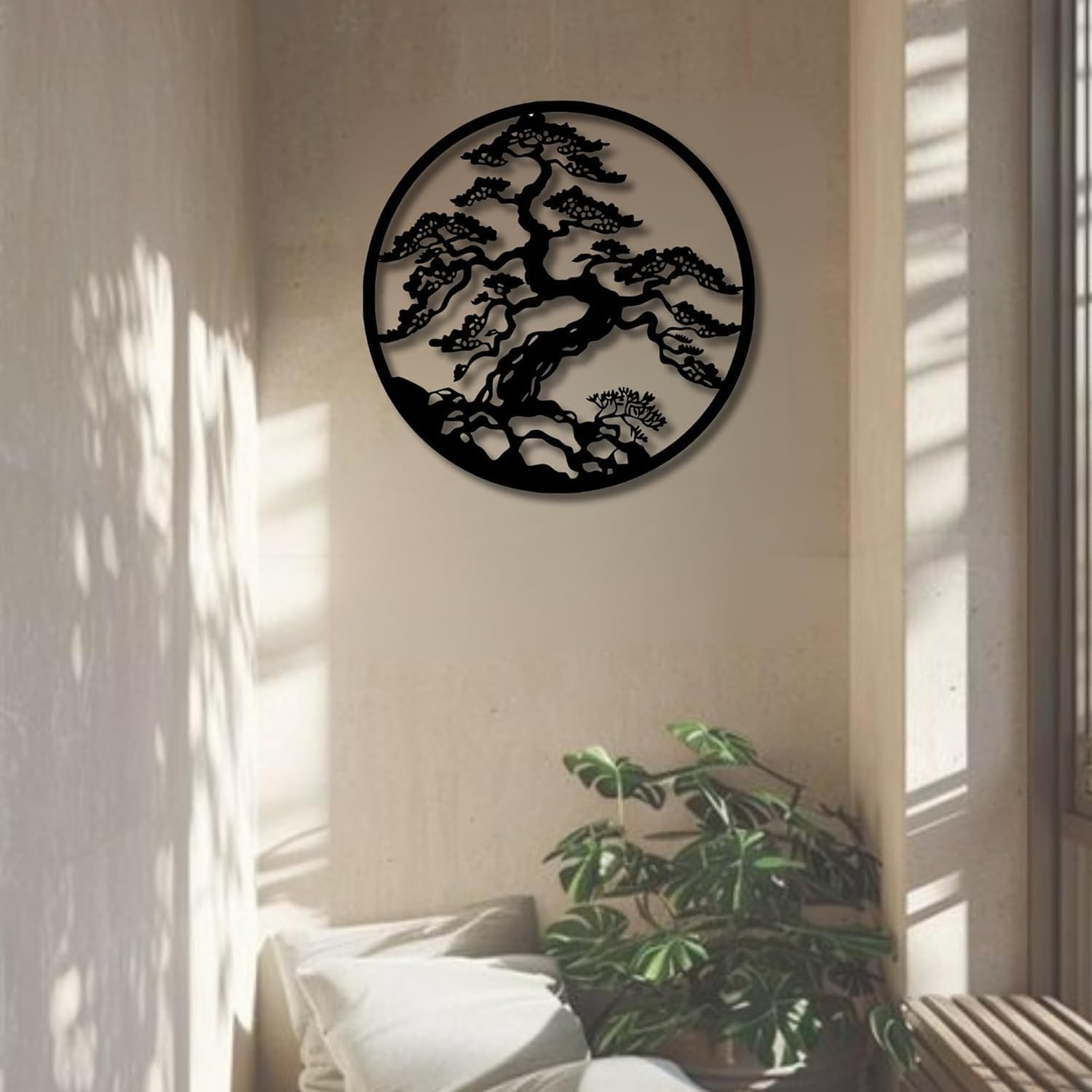 Handmade bonsai tree metal wall decor for indoor outdoor