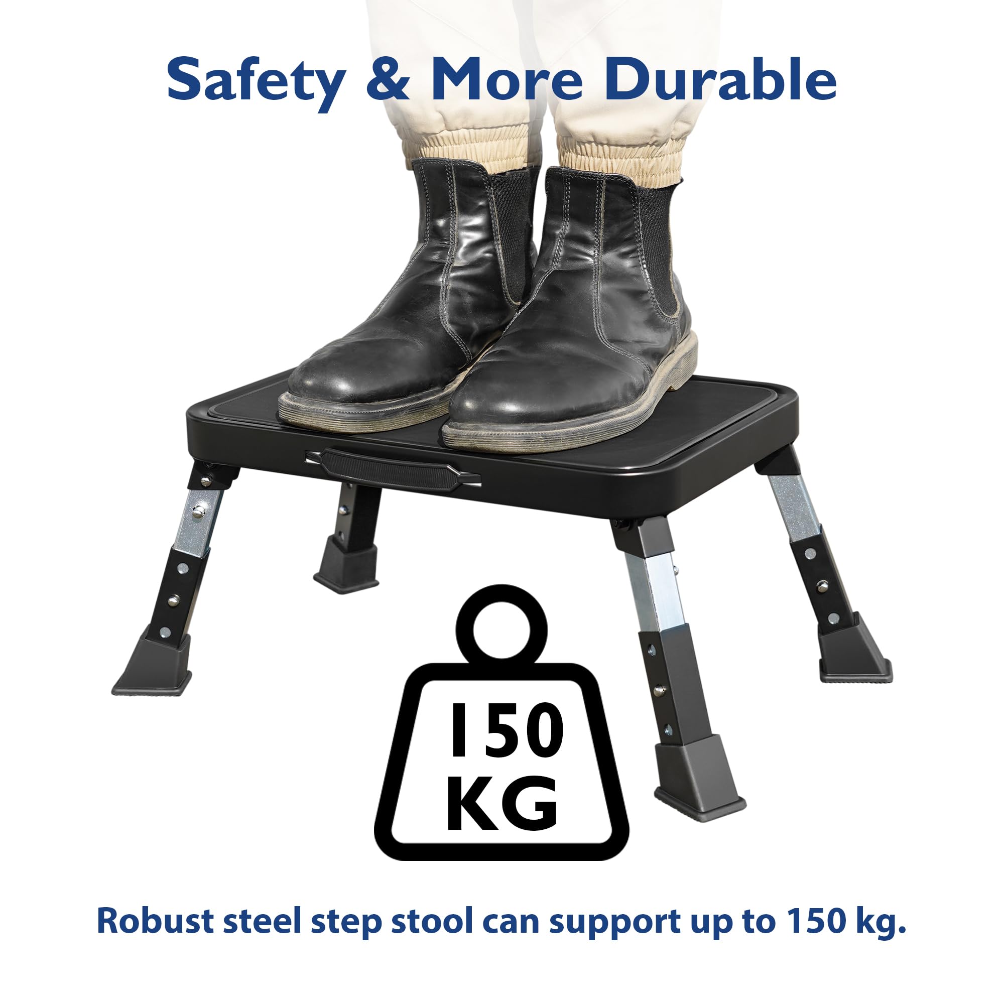 BONTEC folding step stool shown with three height levels