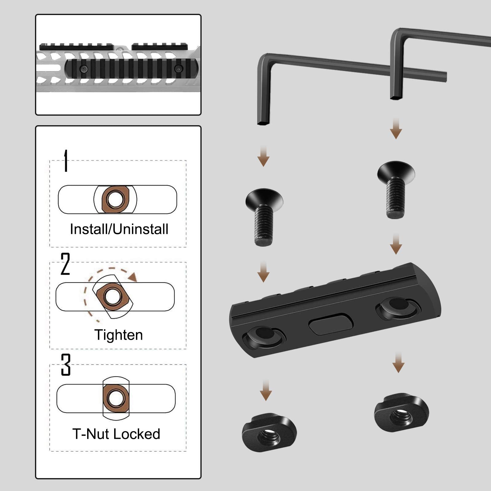 Rail set with 3 5 7 9 11 13 slot configurations