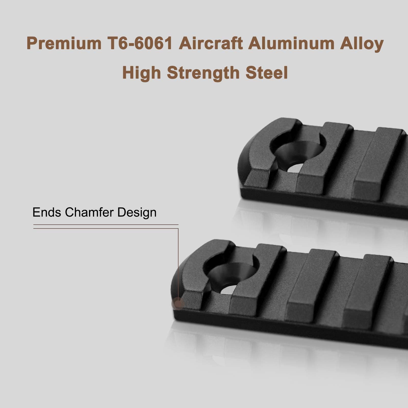 Rail set features 6 wrench-rounded corners