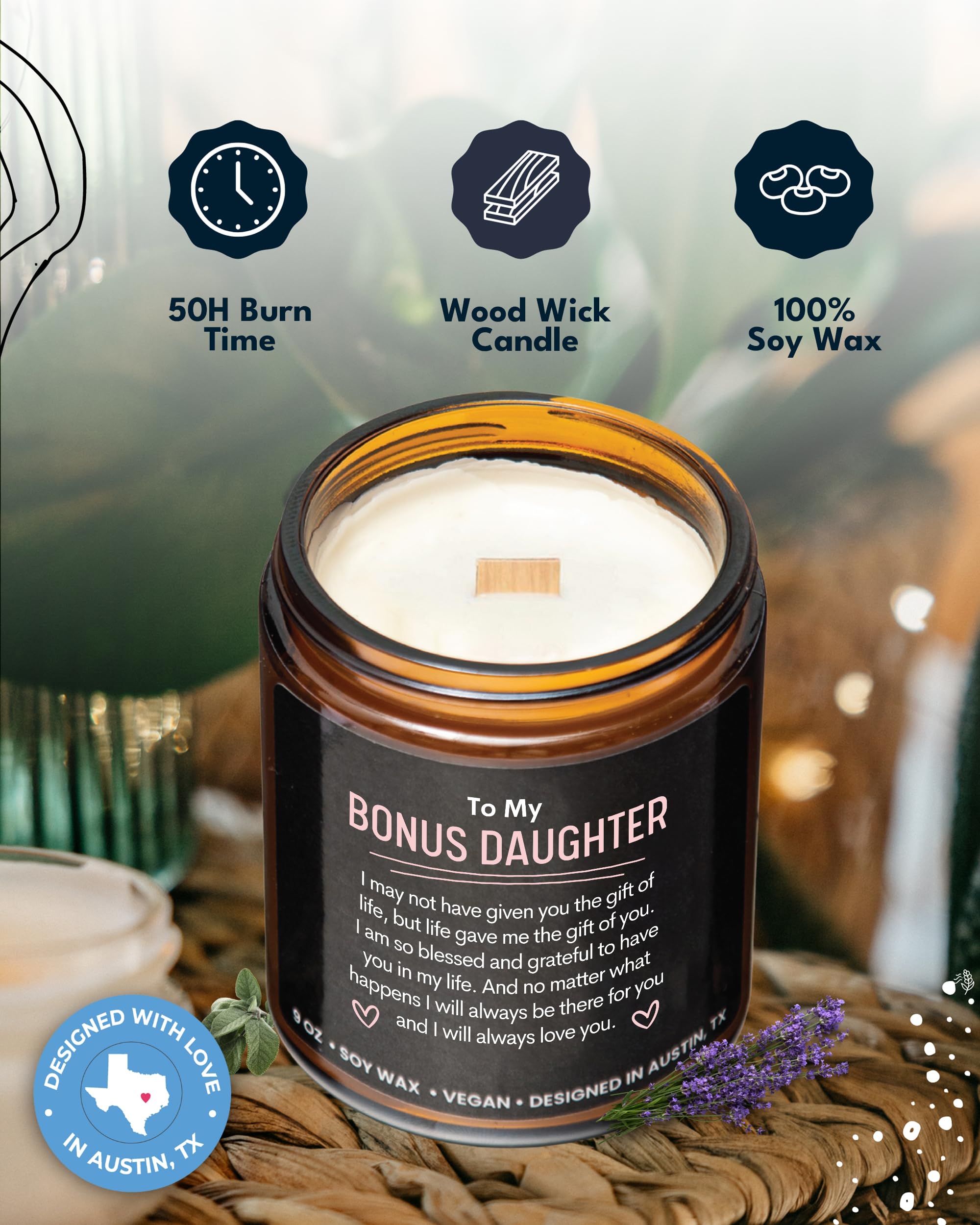 Bonus Daughter Candle lavender sage scent close-up