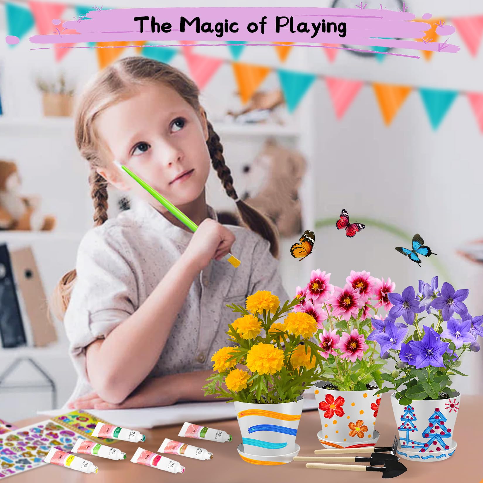 All components of Paint and Plant kit for kids
