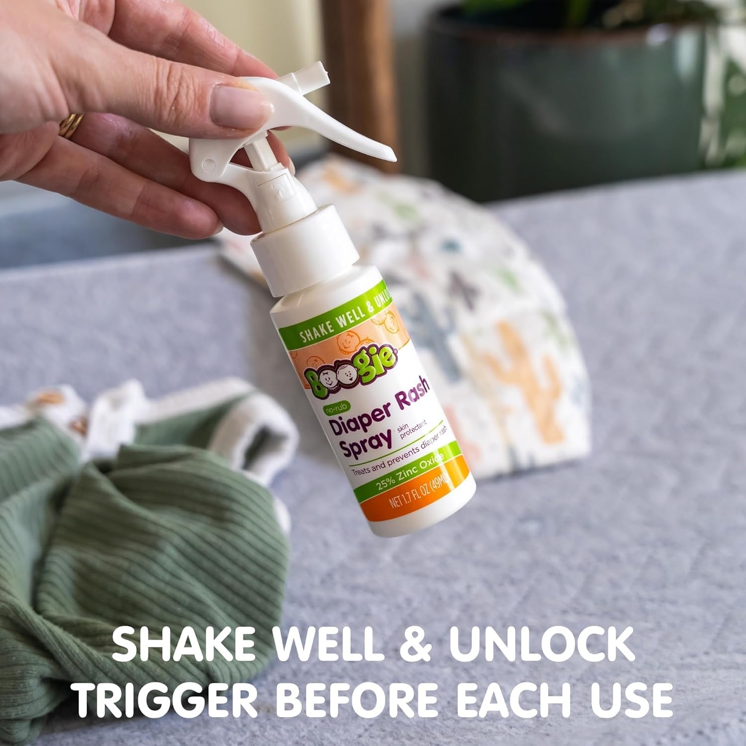 Boogie zinc oxide diaper rash spray packaging image