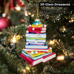 Book Lover Gift ornament with festive book-themed design