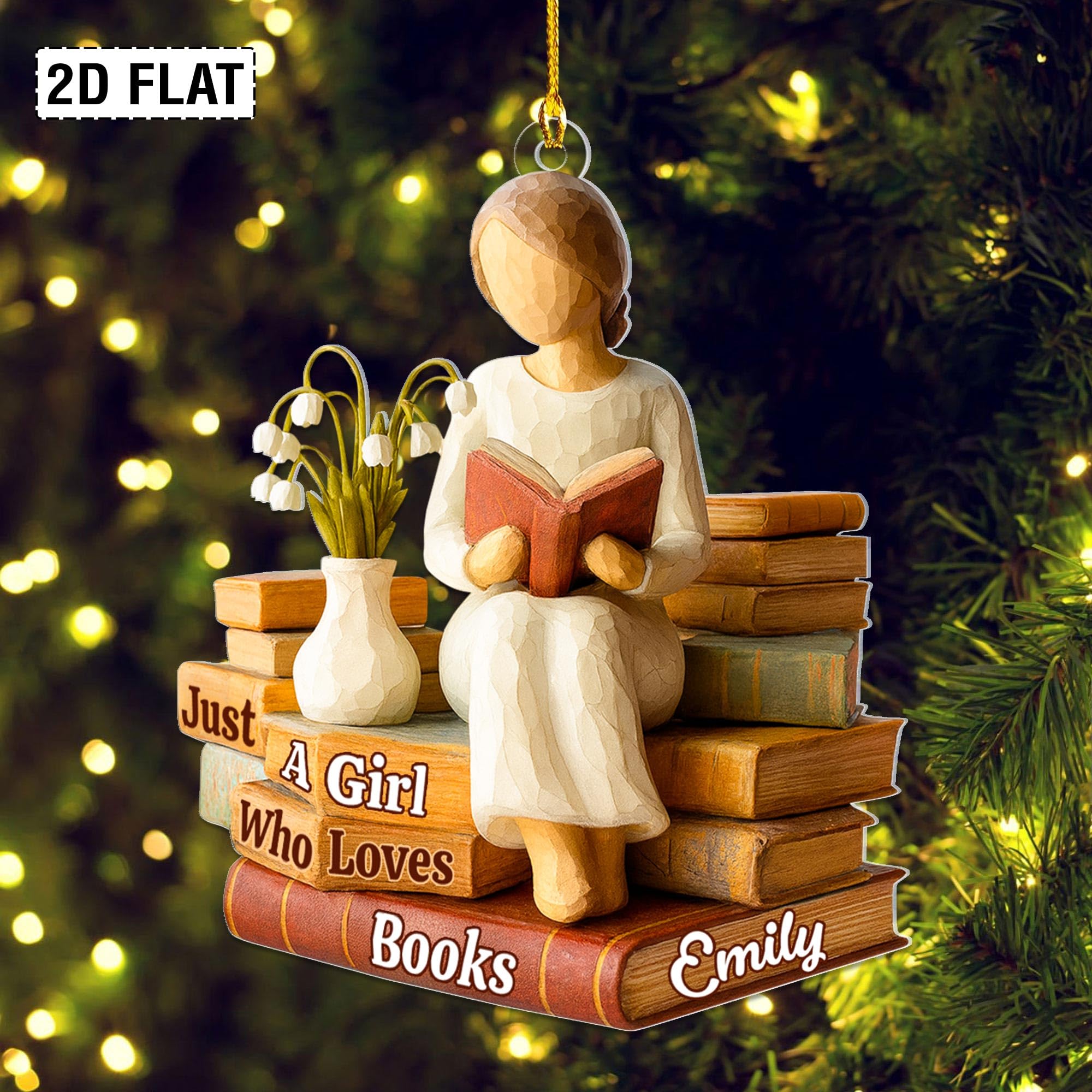 Book lover Christmas ornament for readers and librarians