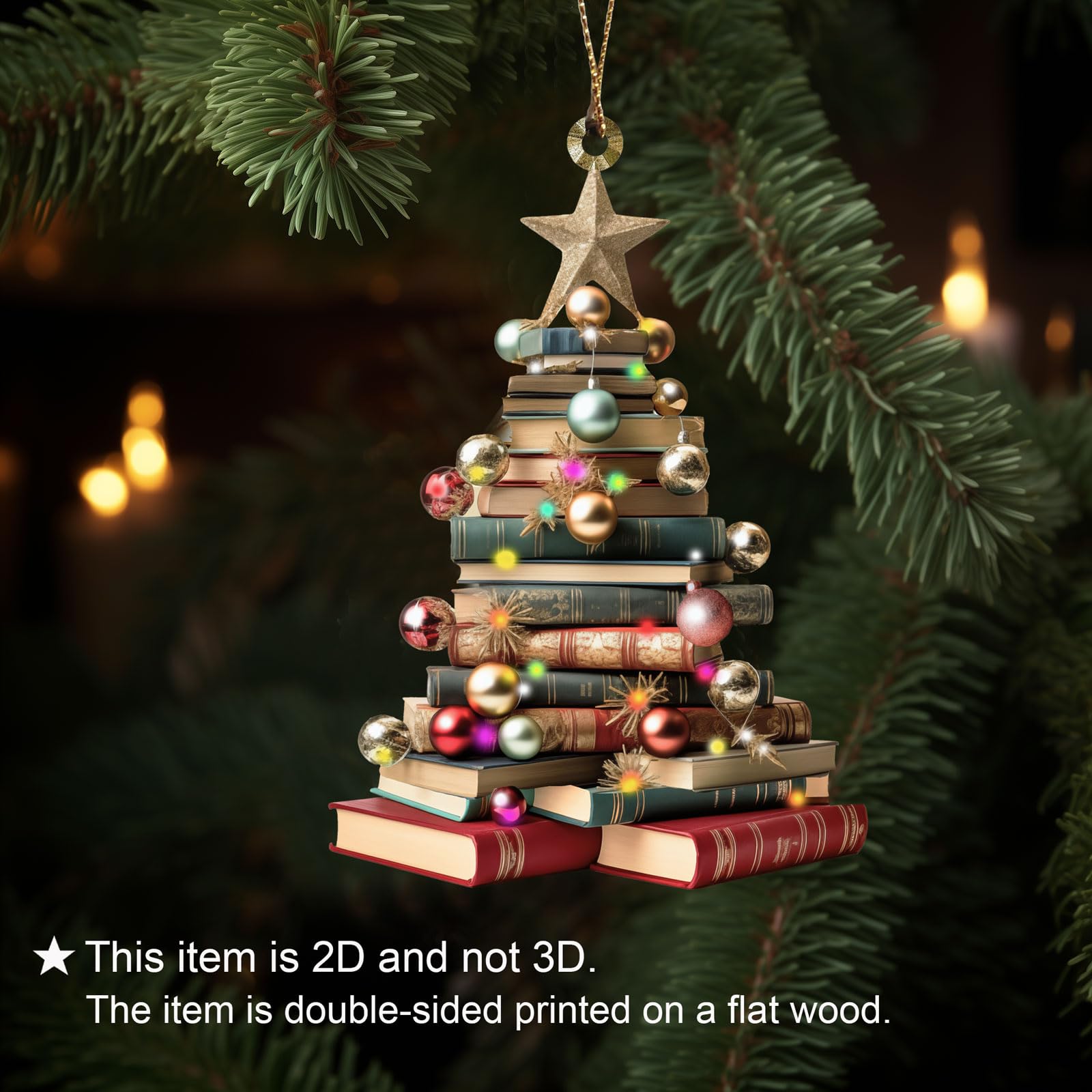 Book Lover Tree Decor ornament on holiday display