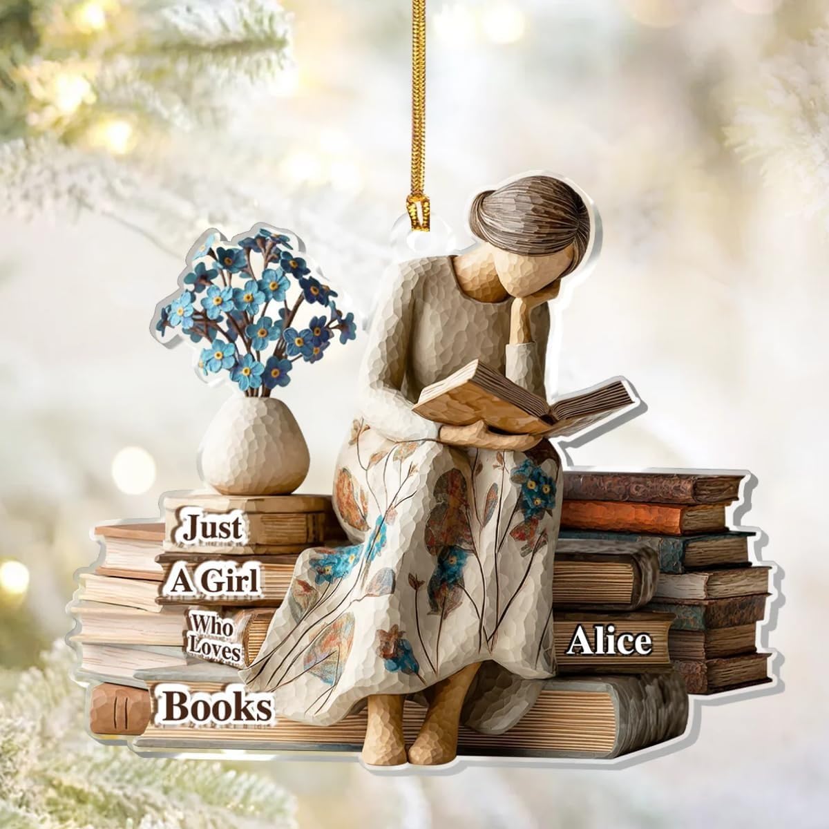 Bookish gifts for women ornament with UV print
