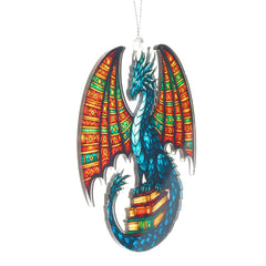 Bookish readers ornament with vibrant colors and layered artistry