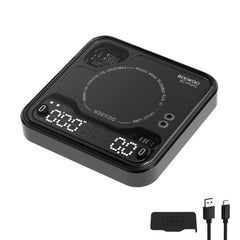 Bookoo coffee scale compact size 3.15 by 3.15 inches and 140g weight
