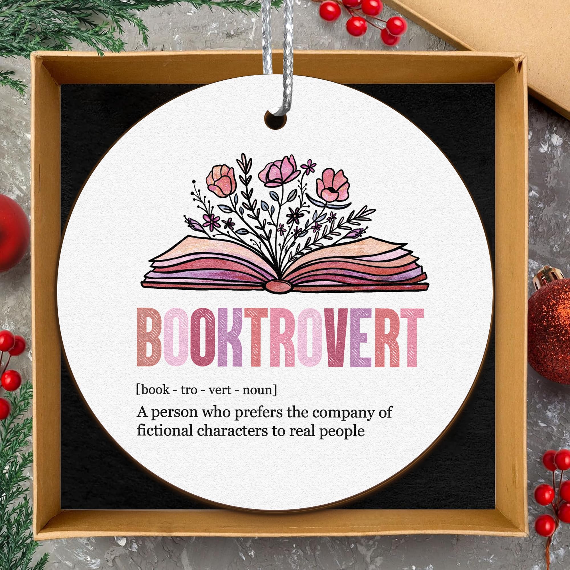 Bookworm reading nook ornament for Christmas tree