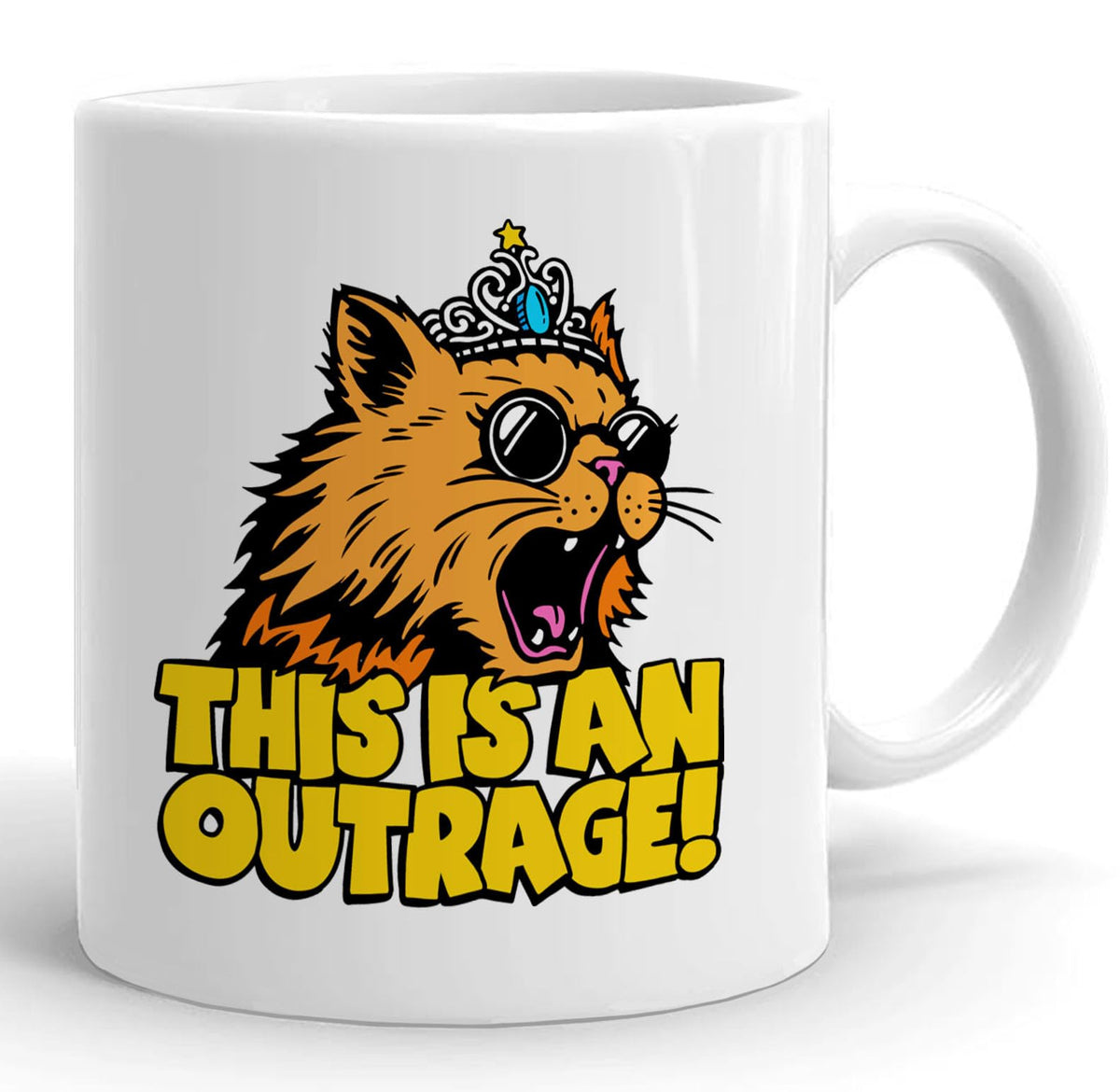 BootsTees 11oz ceramic mug featuring Outrage Princess Donut design