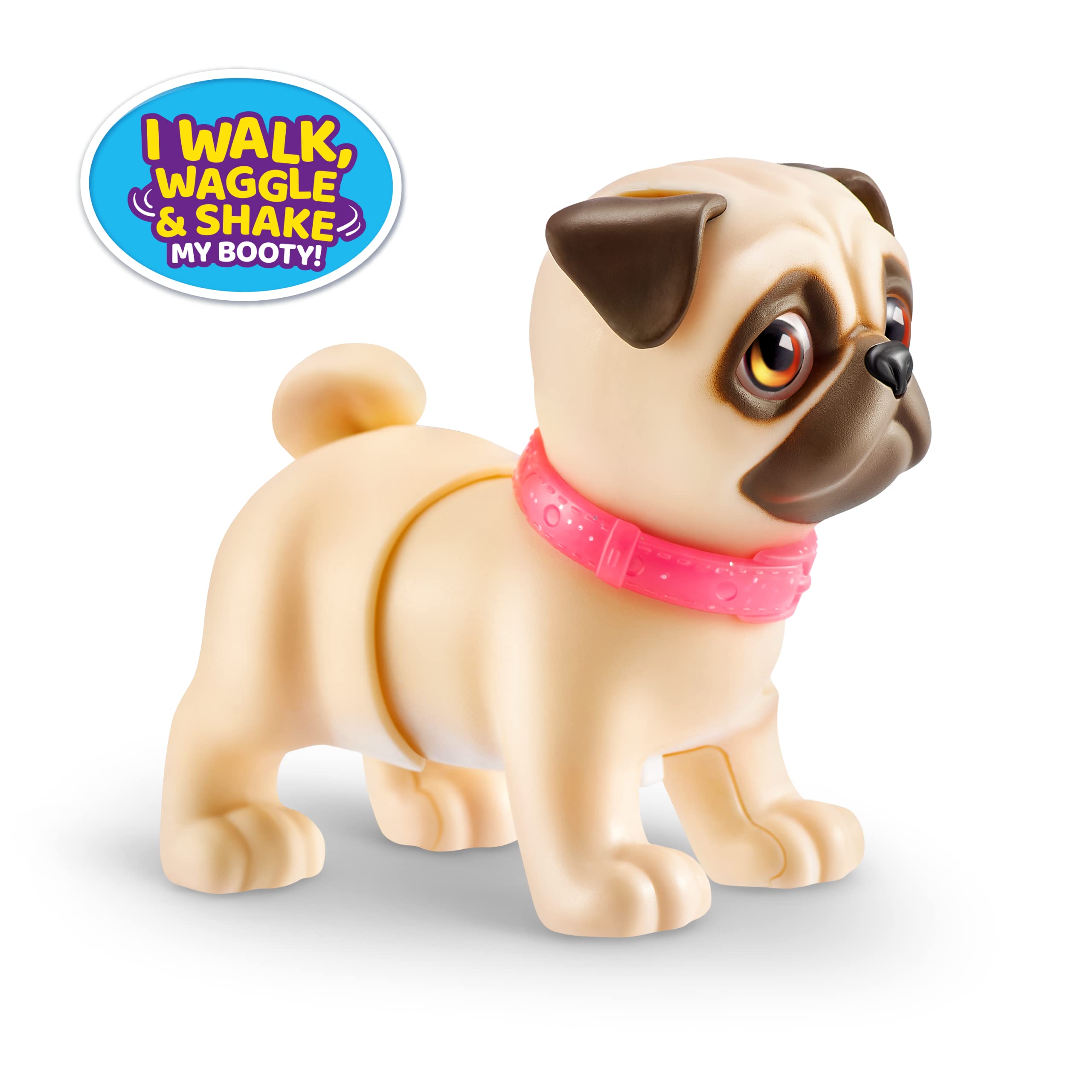 Prancing pug booty shaking Pup with glitter collar