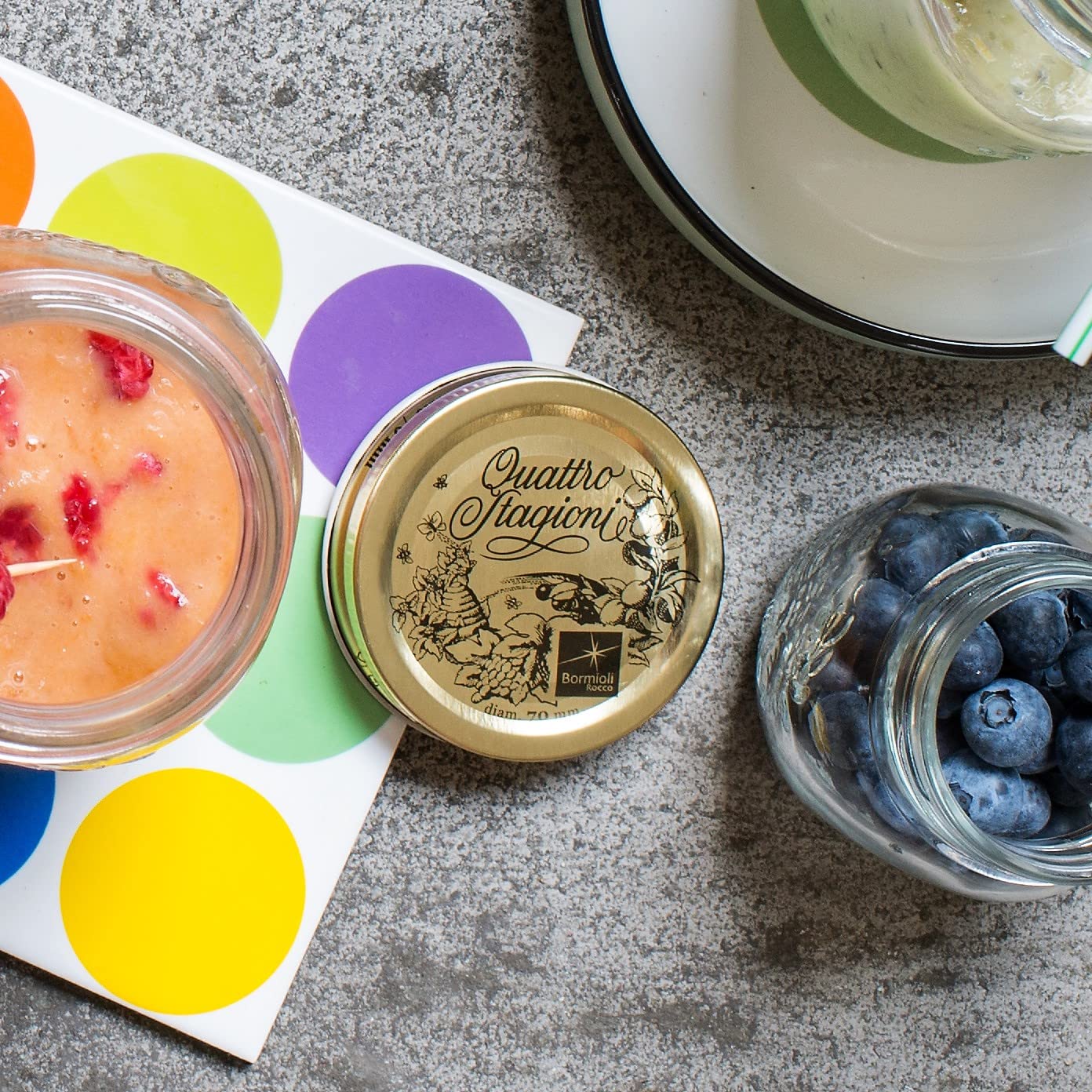Replacement lids for regular mouth mason jars by Bormioli Rocco Quattro Stagioni
