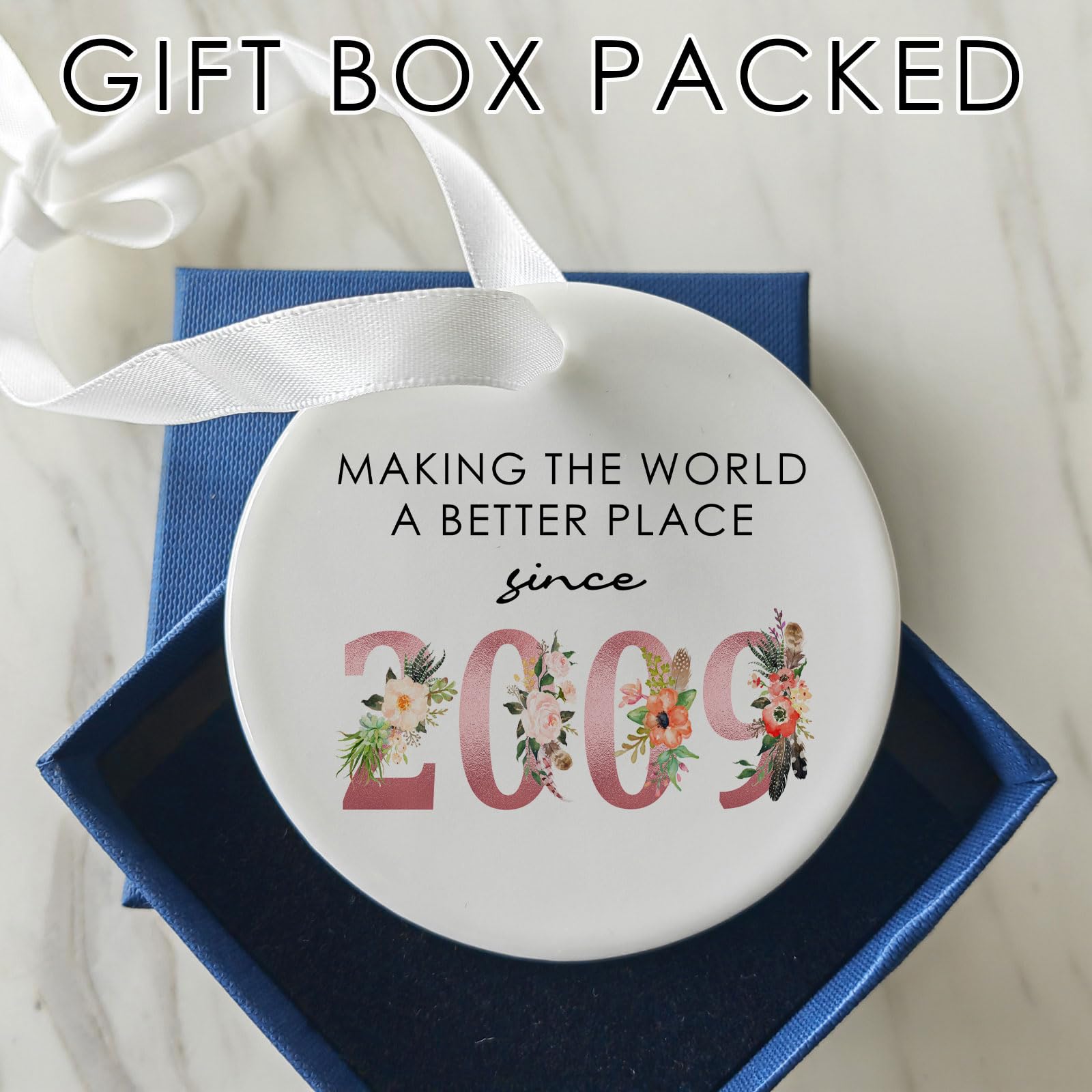 Double-sided ceramic ornament for hanging