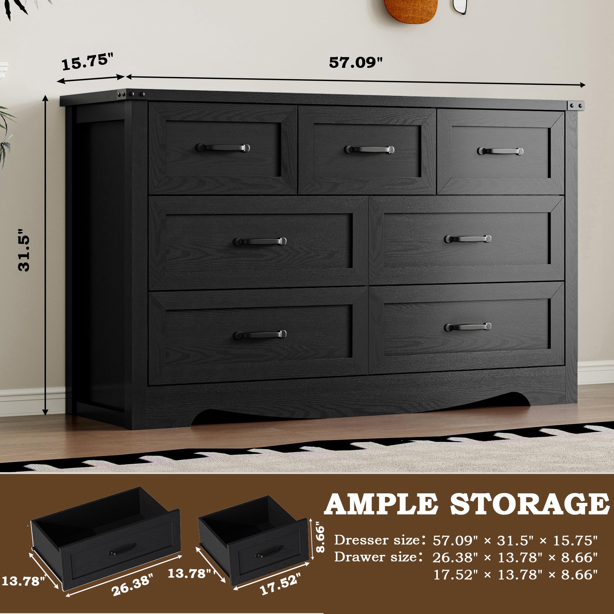 BORNOON 7-Drawer Dresser anti-tip safety and sturdy construction