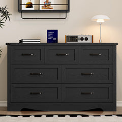 Three small drawers and four large drawers on BORNOON dresser