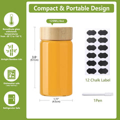 120ml borosilicate glass shot bottle with cap