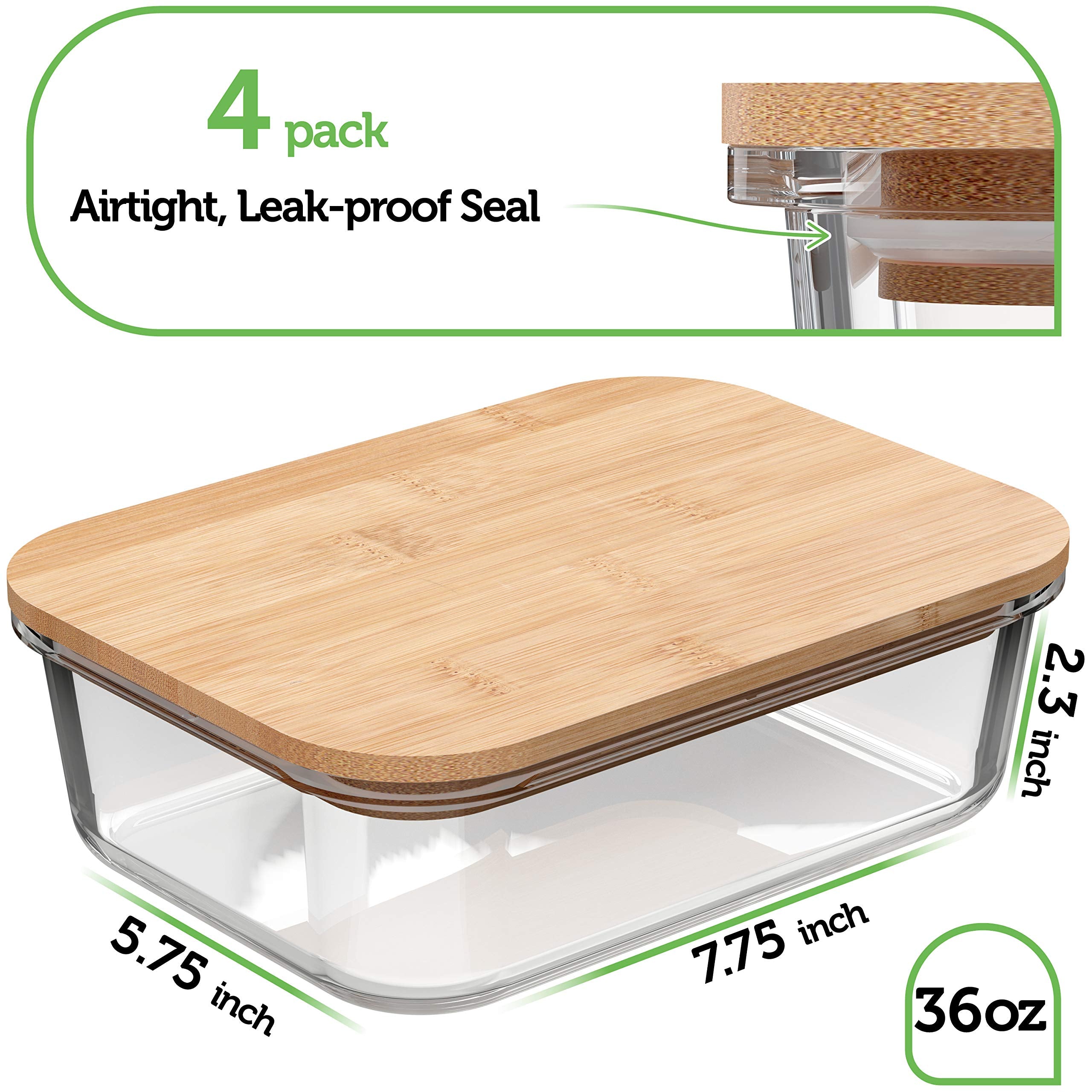 Borosilicate glass meal prep container 36oz
