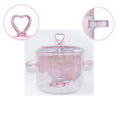 Borosilicate glass cooking pot 15cm diameter