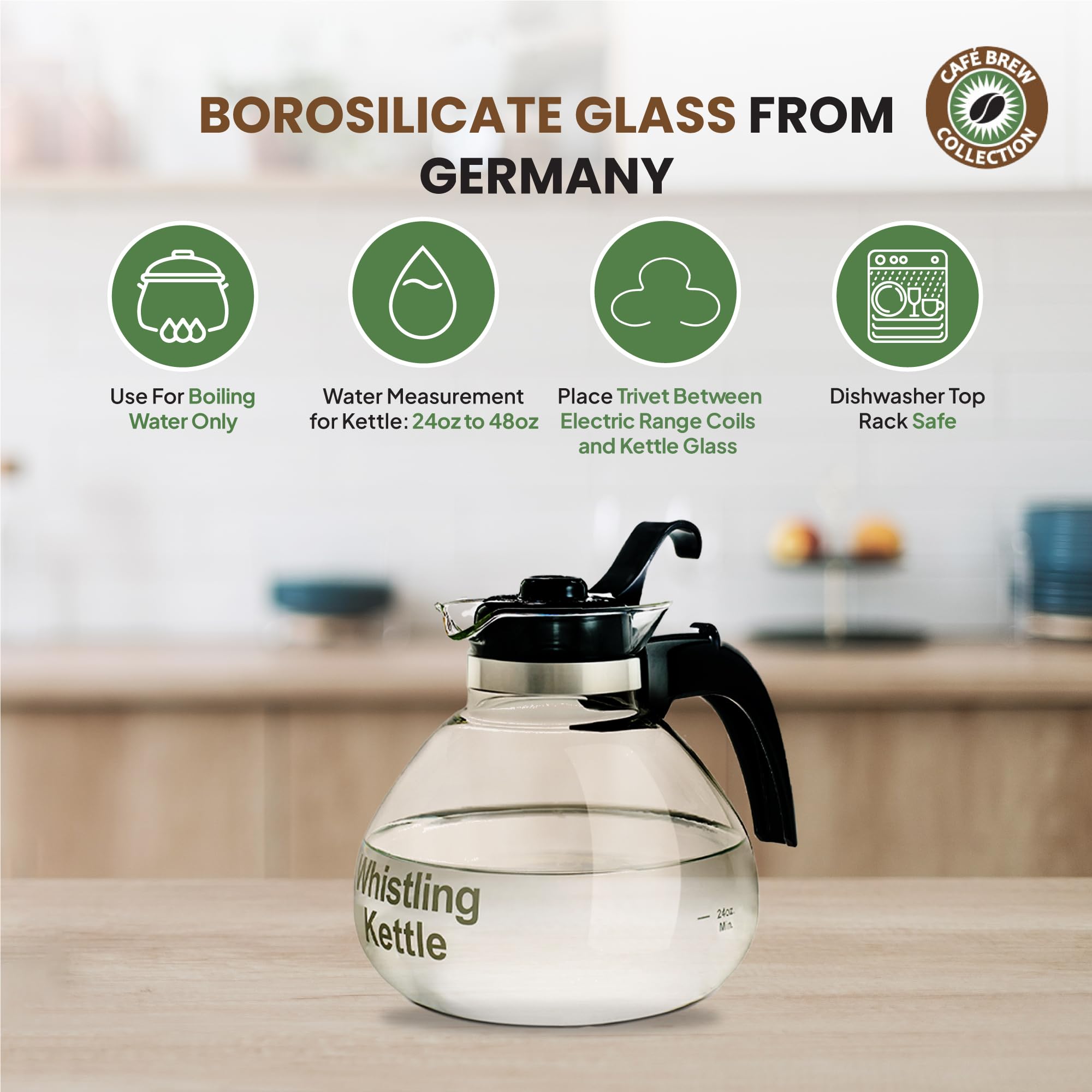Glass tea kettle with 12 cup capacity
