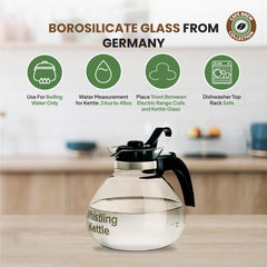 Glass tea kettle with 12 cup capacity