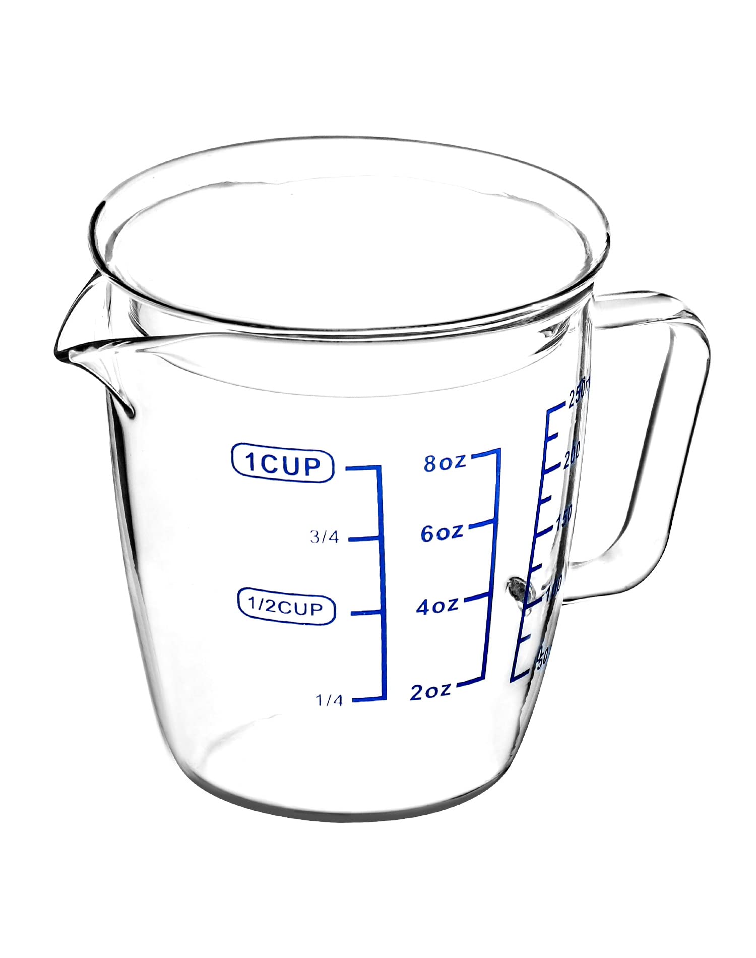Borosilicate glass measuring cup with V-spout and handle