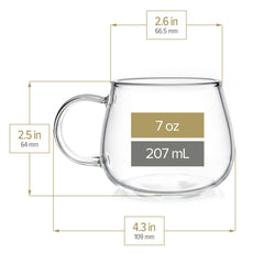 Four 7oz borosilicate glass teacups