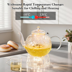 Stovetop safe borosilicate glass teapot with infuser