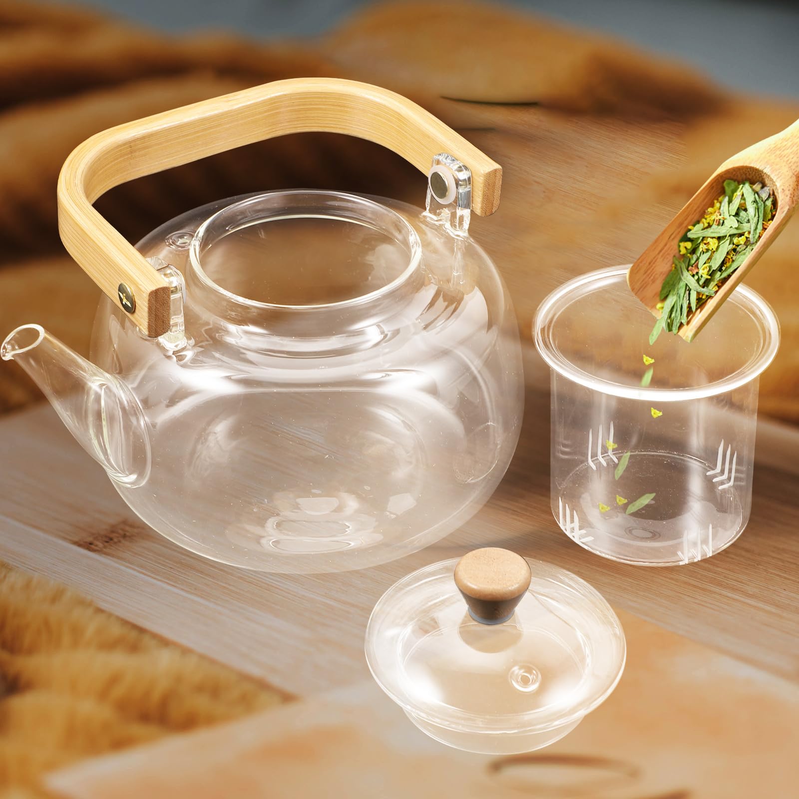 Transparent teapot showing brew color