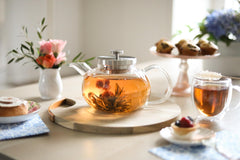 Clear borosilicate glass material shows tea color