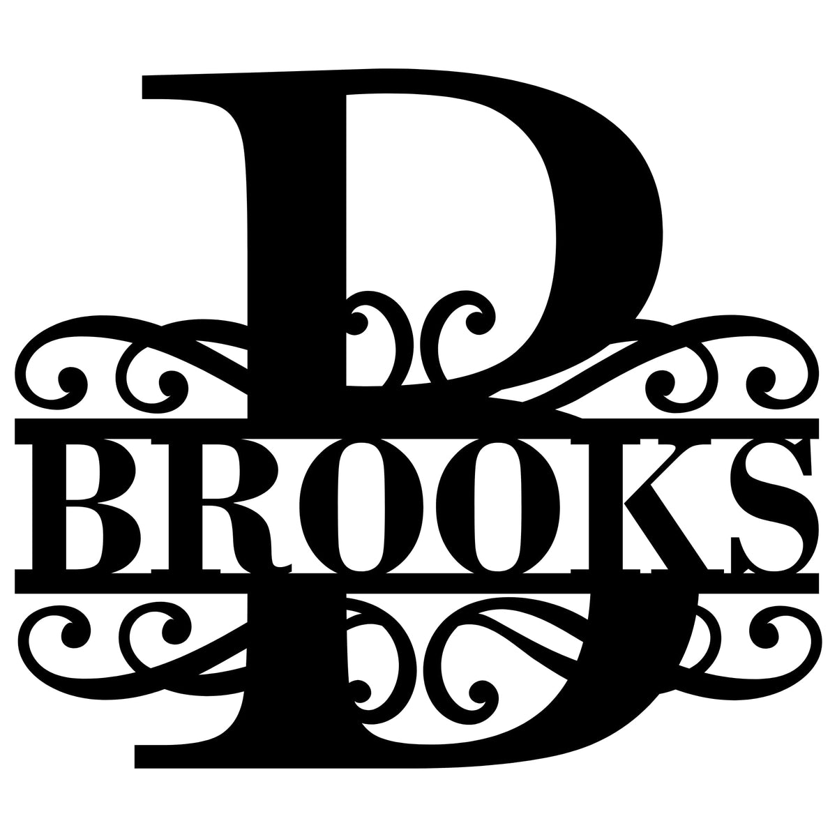 Bosfori personalized swirl monogram wall art with heart in heavy-duty steel