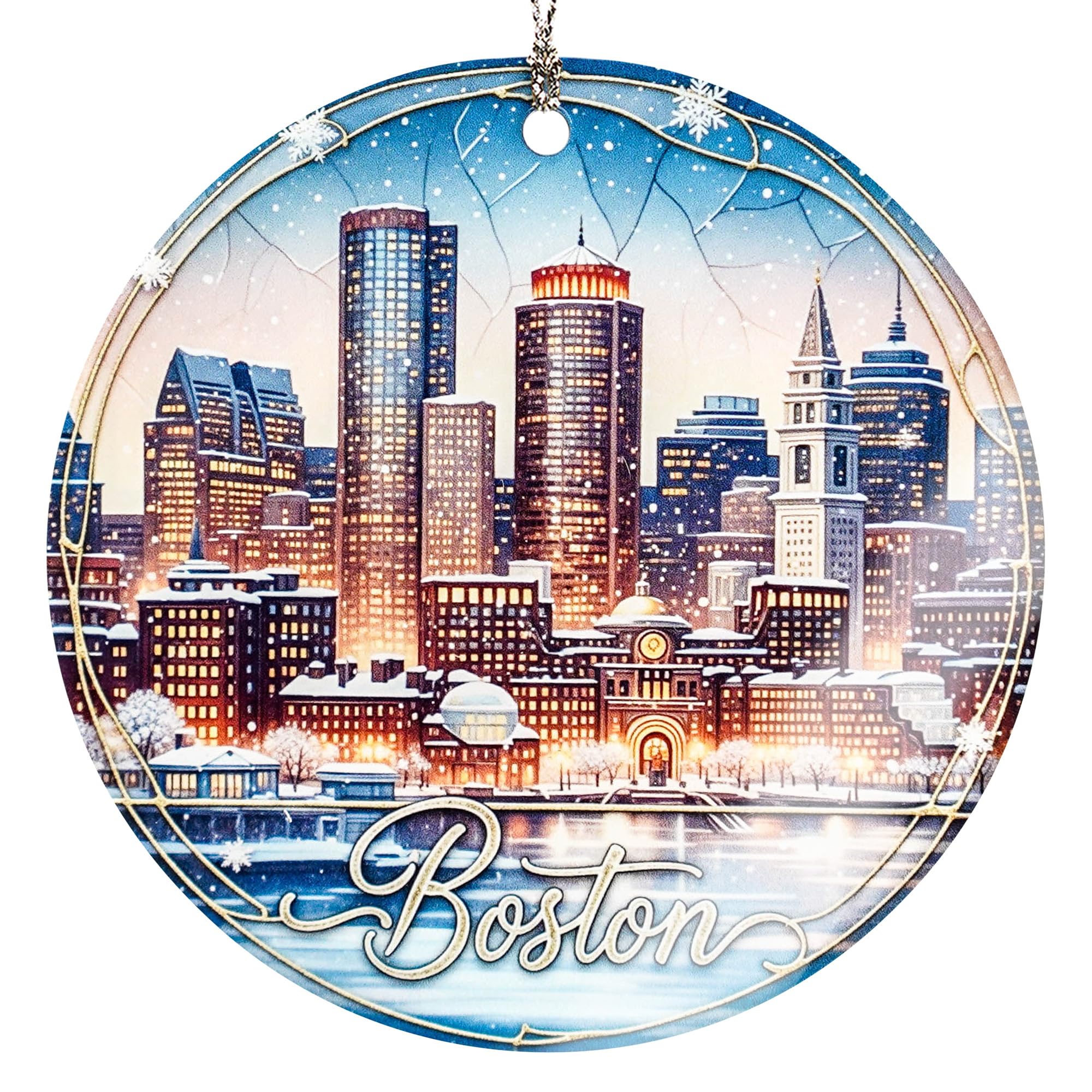 Boston Ornament city skyline design for Christmas decor