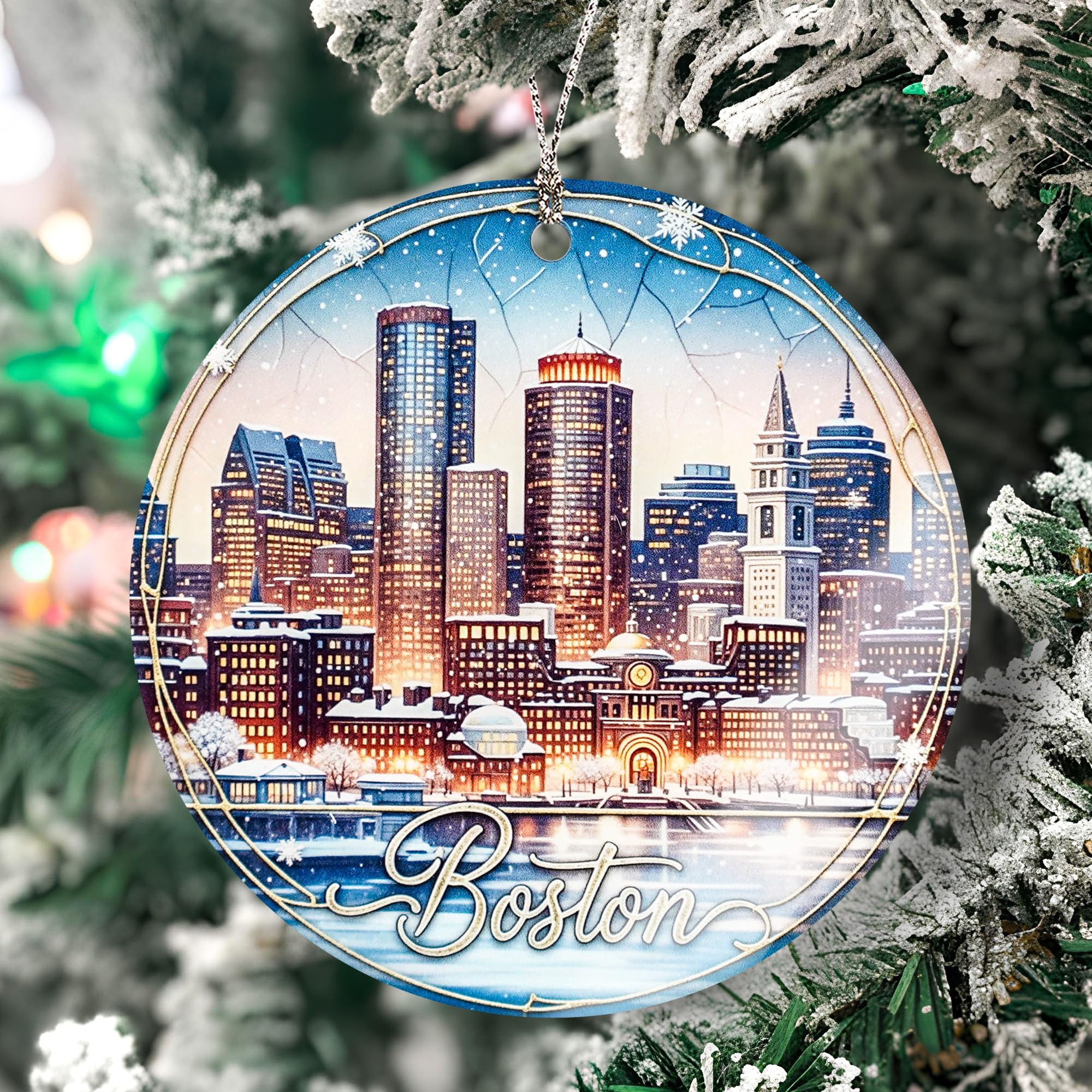Boston Themed Decor Christmas ornament detail