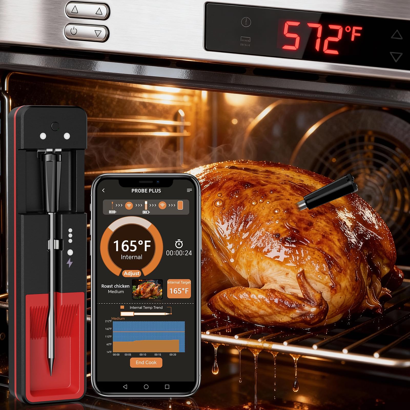 BOTDOYS oven wireless meat thermometer high heat 572F probe
