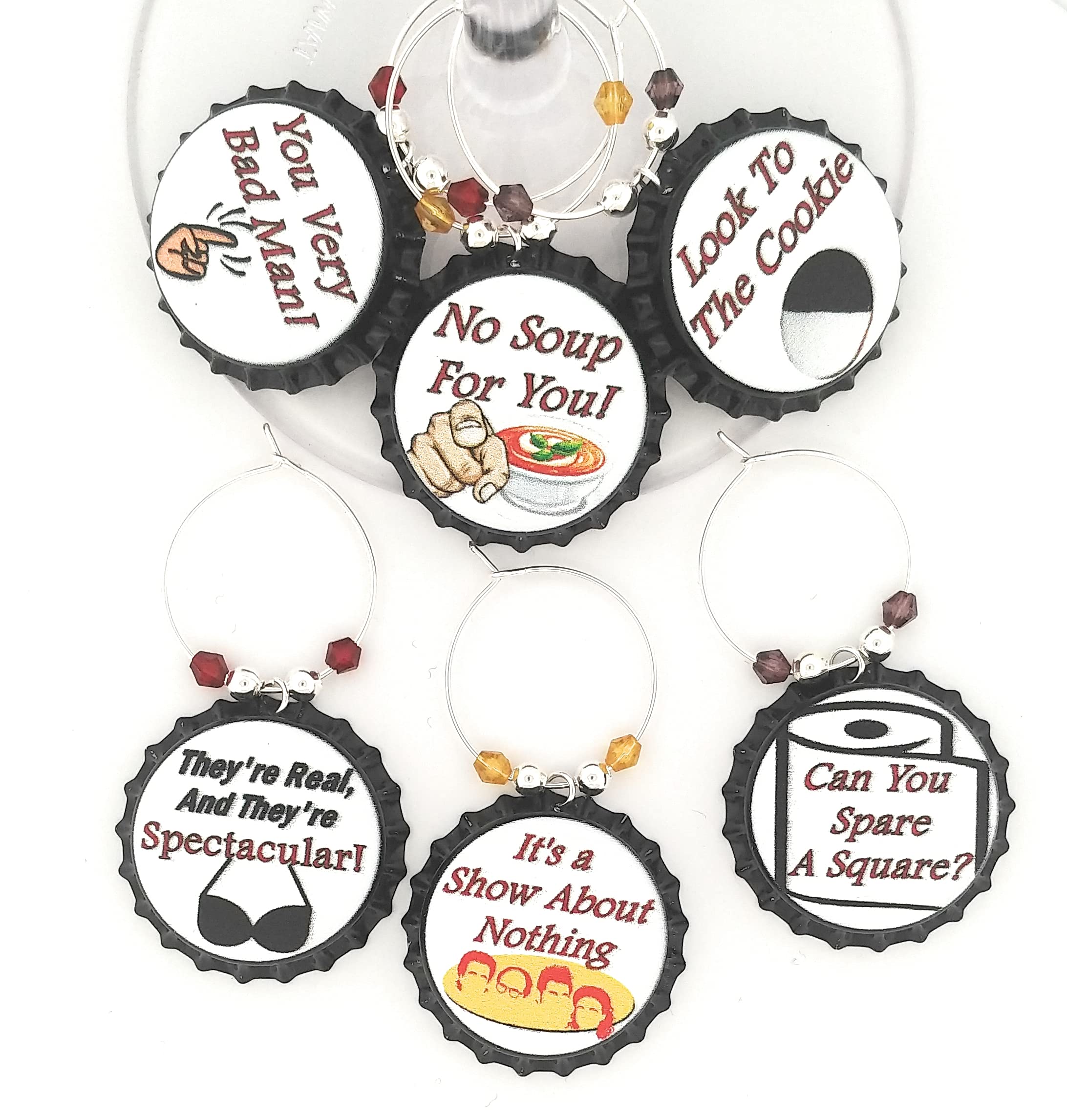 Bottle cap wine charms with multicolor beads for glass identification