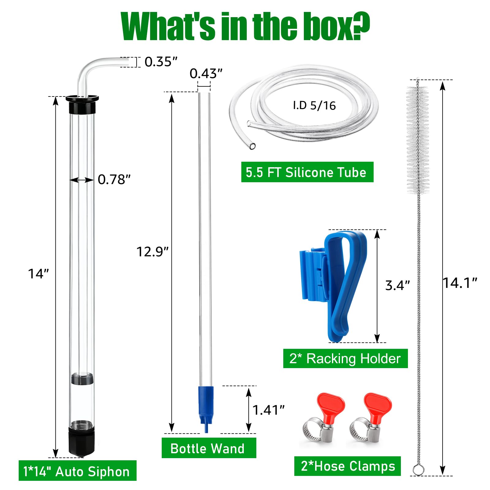 Bottle wand 12-9 inch included with siphon kit