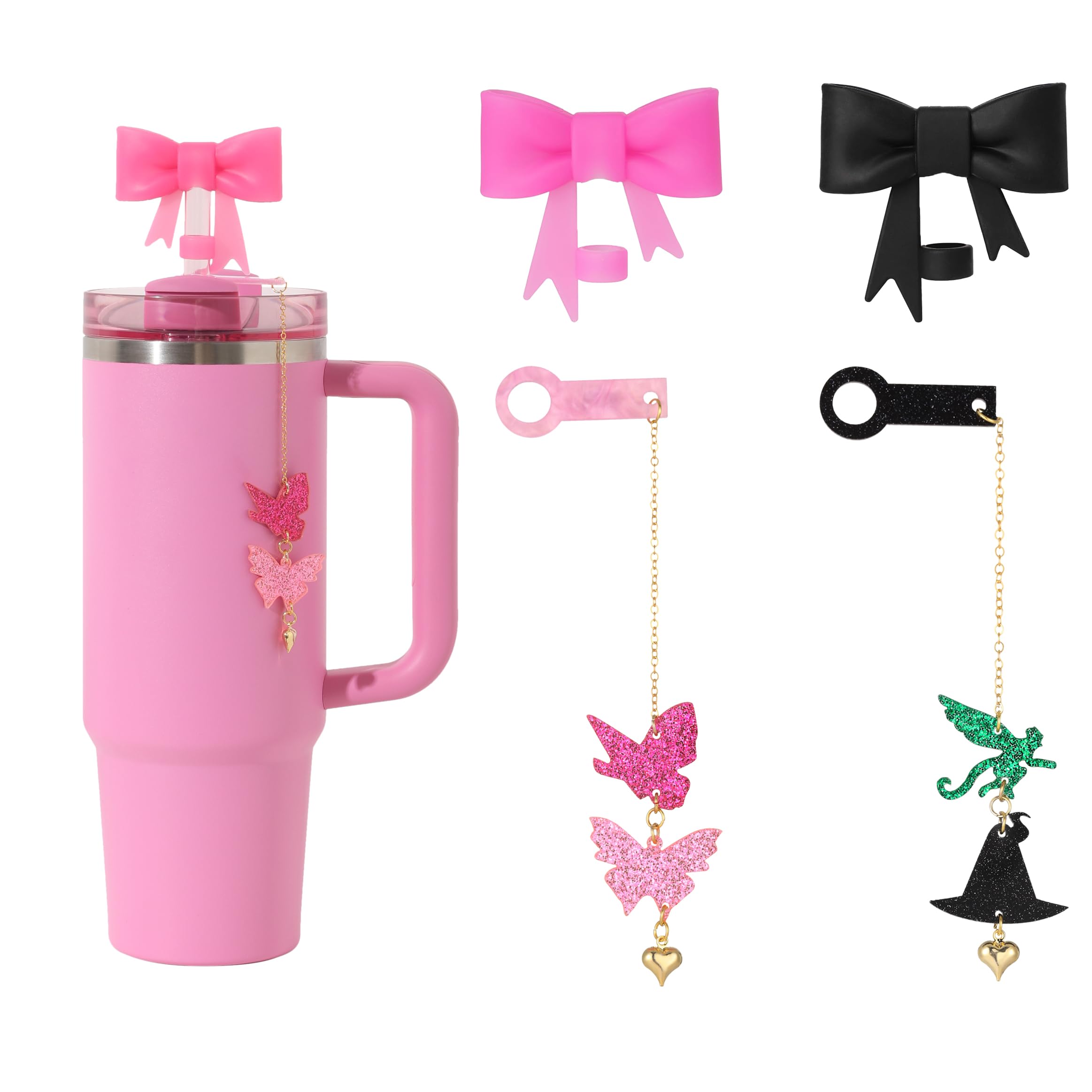 BOTVUG Cup Accessories Set 10mm Flying Monkey Butterfly Straw Charm with gold chains