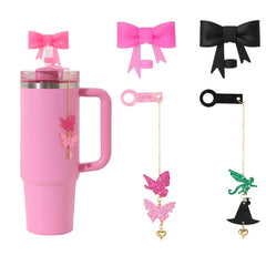 BOTVUG Cup Accessories Set 10mm Flying Monkey Butterfly Straw Charm with gold chains