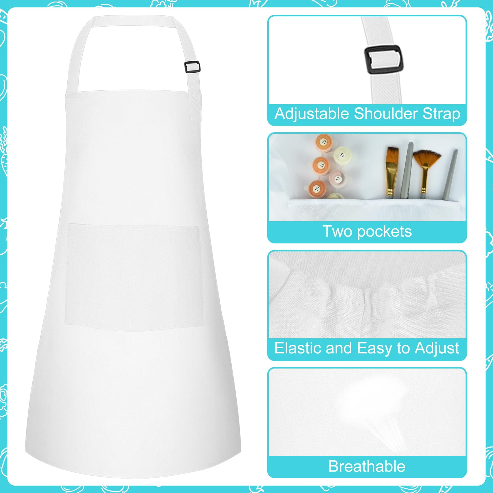 Kids apron with two pockets and 18 x 24 inch size