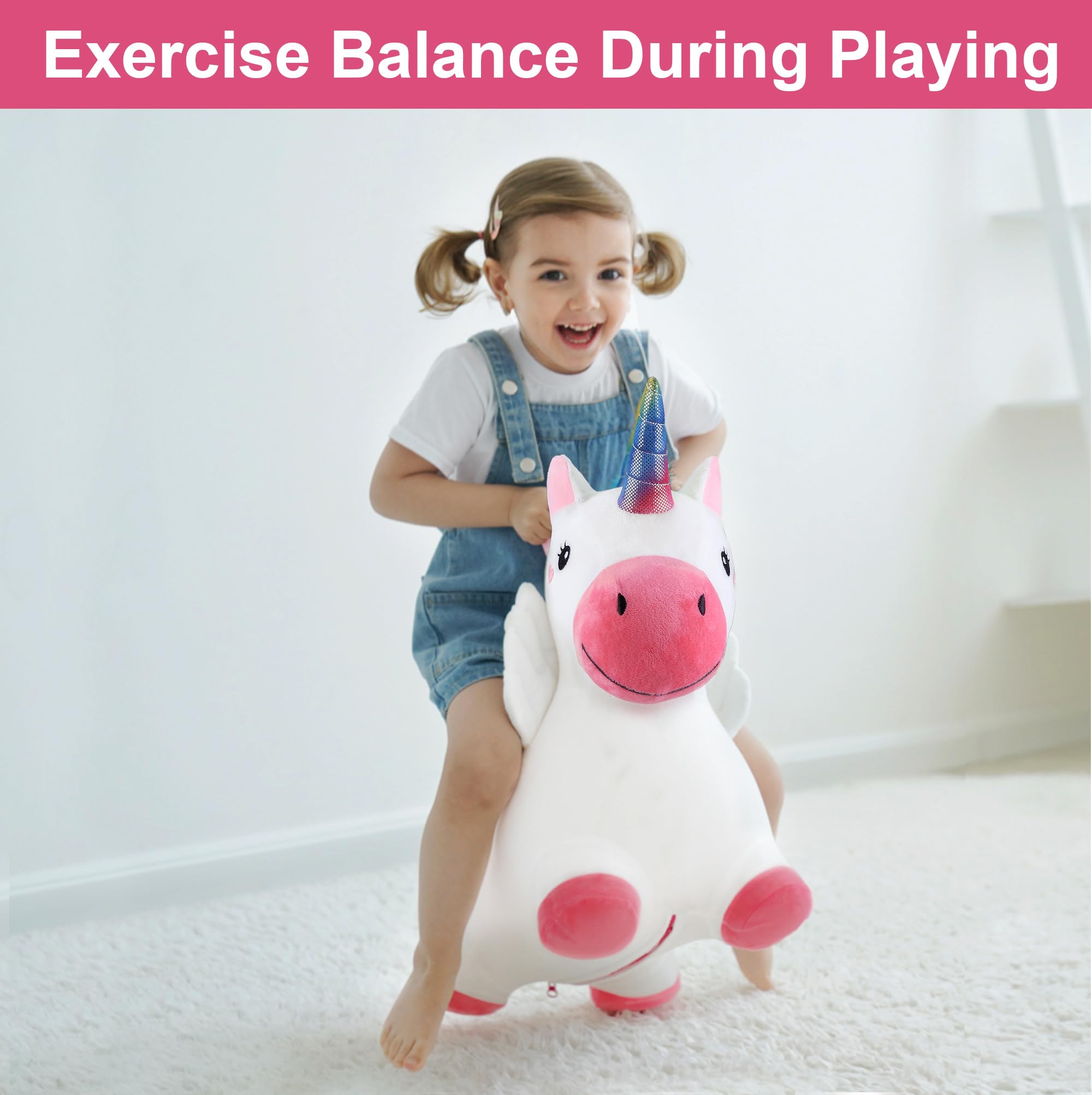 Bouncy Pals ears and handles on toddler unicorn hopper toy