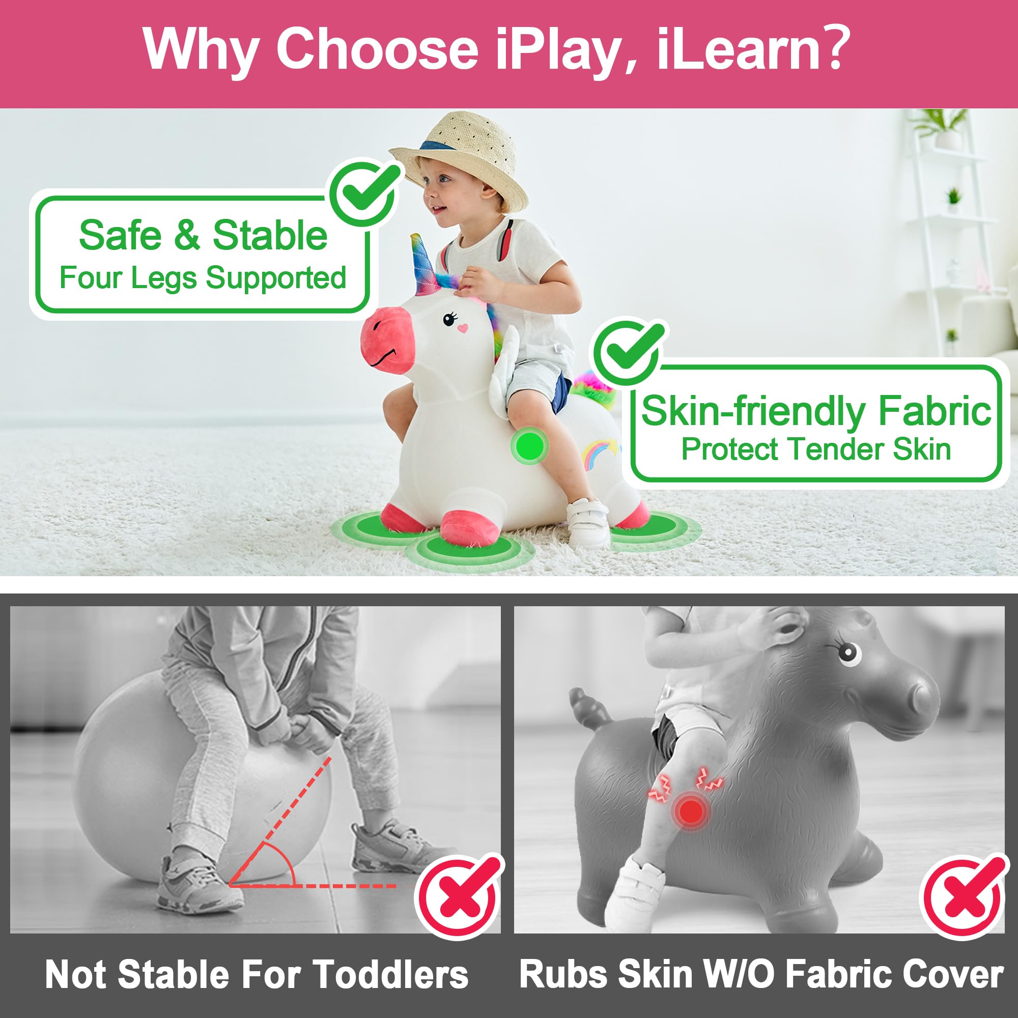 Bouncy Pals Toddler play horse hopper four sturdy legs detail