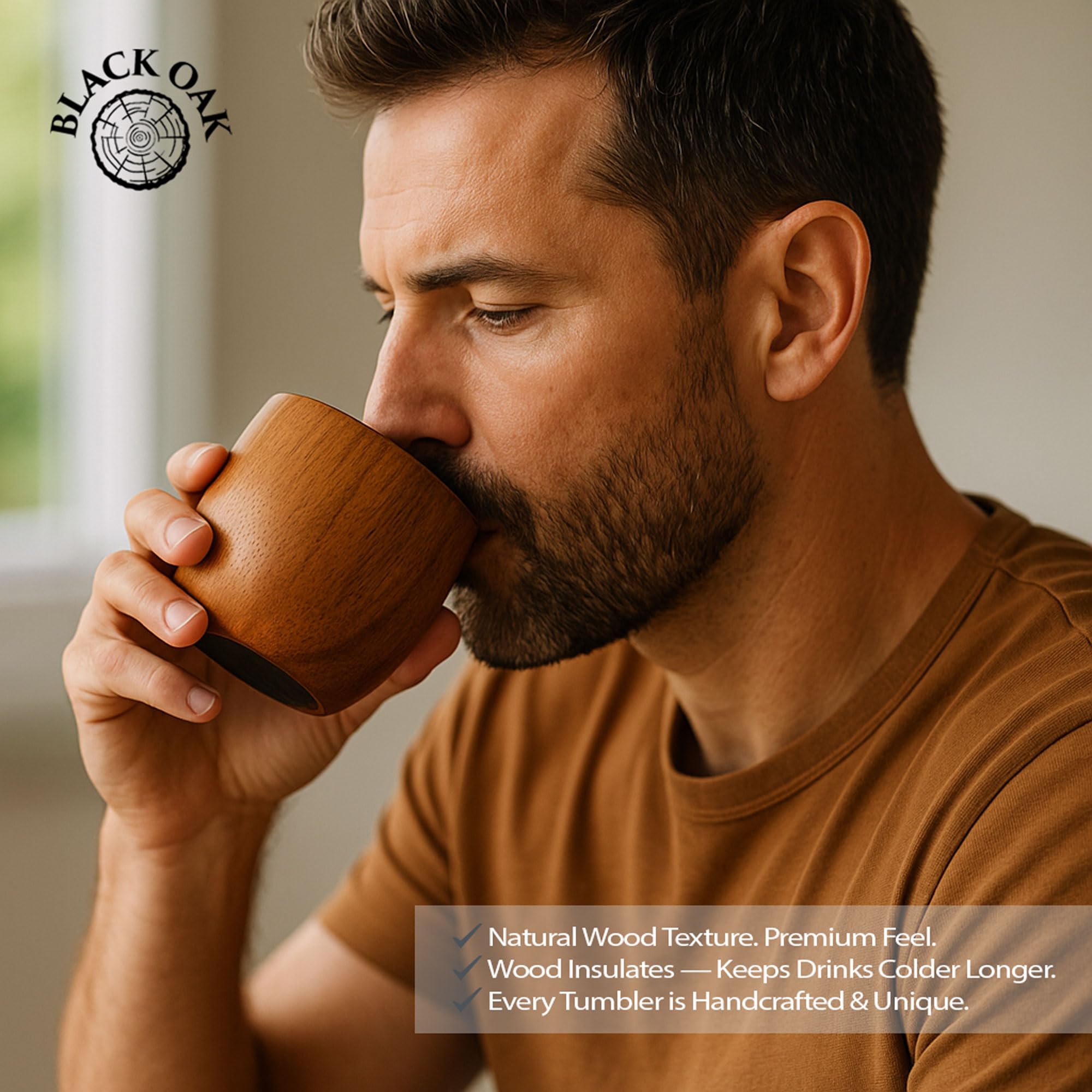Rugged handcrafted hardwood whiskey cup for indoor outdoor use