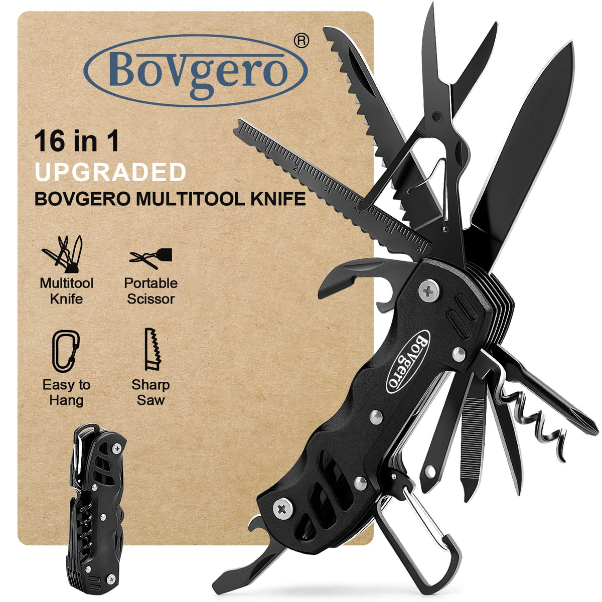 Bovgero multitool knife 16 in 1 compact tool